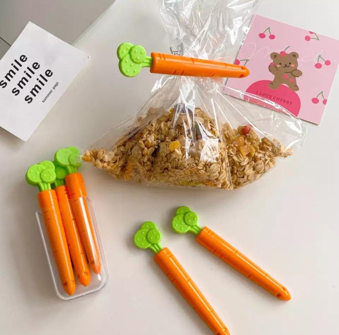 Set Of 5 Carrot Shaped Food Snack Bag Sealing Clip, Carrot Shaped Refrigerator Food Storage Clamps, Leisure Food Plastic Sealing Clip Set Of 5 Carrot Shaped Food Snack Bag Sealing Clip, Carrot Shaped Refrigerator Food Storage Clamps, Leisure Food Plastic Sealing Clip